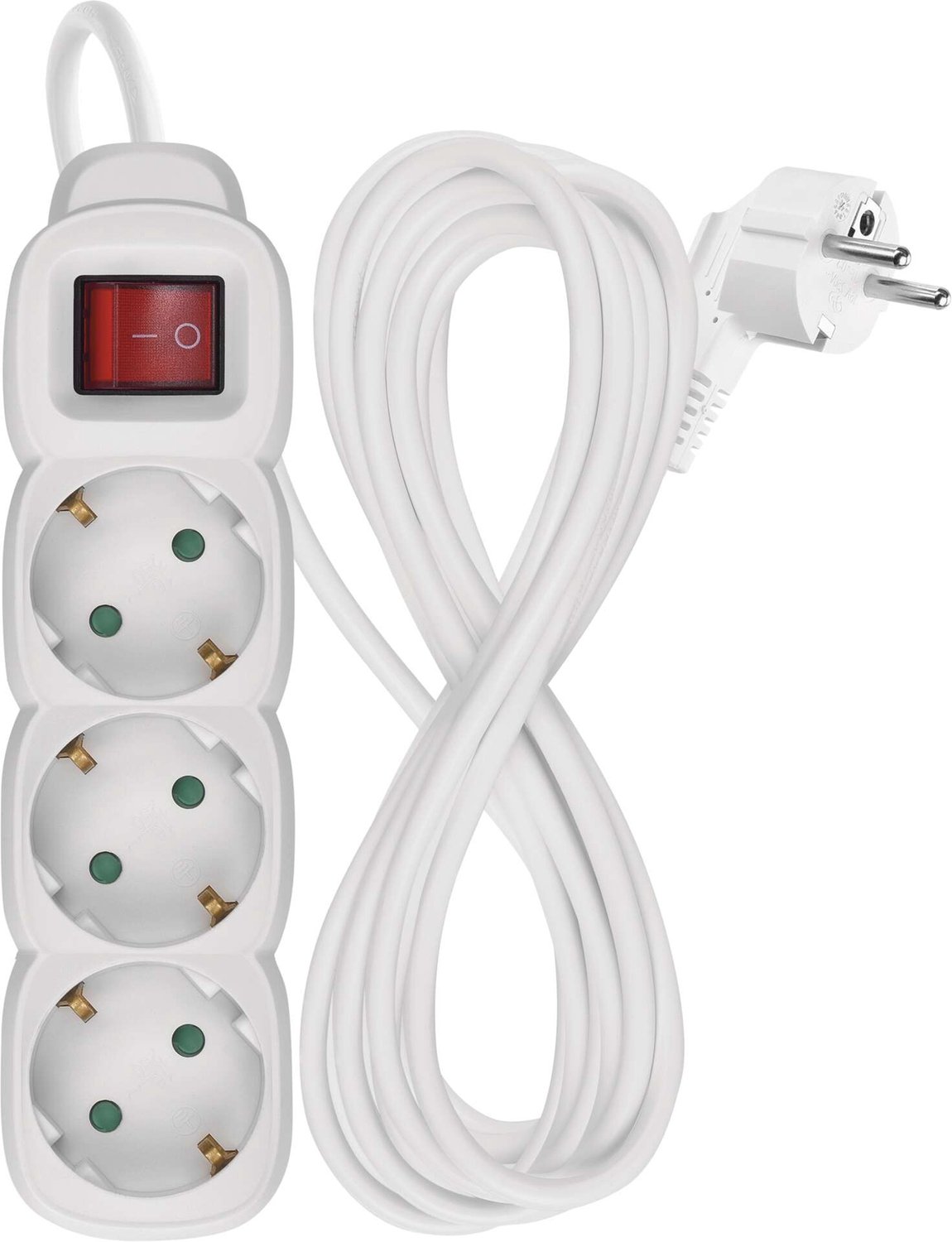 EMOS Verlengsnoer 5 m / 3 stopcontacten / met schakelaar / wit / PVC / 1,5 mm², P1325R