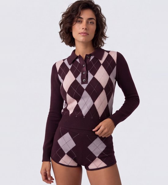 Guess Lila geruite polotrui