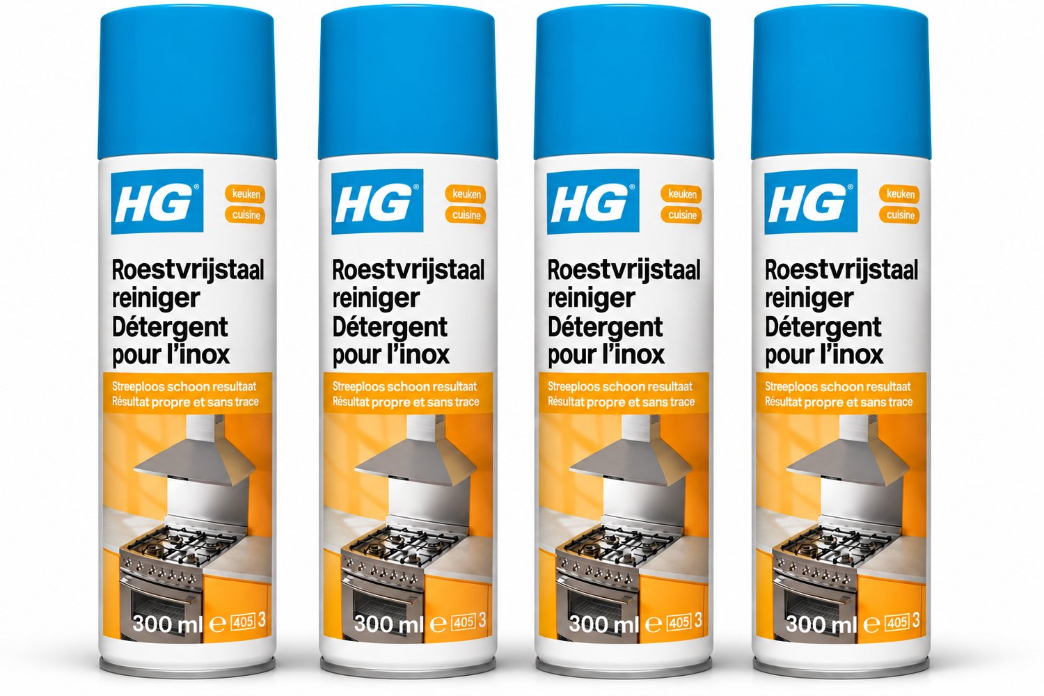 HG Roestvrijstaal Reiniger 300 ml - Streeploze RVS Reiniger 4 x 300 ml