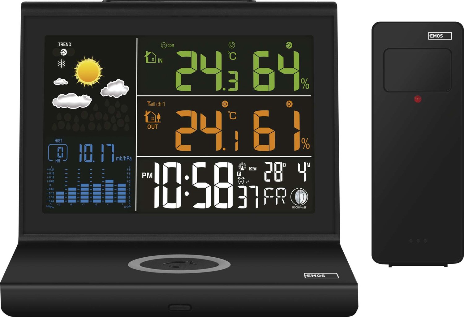 EMOS Weerstation met draadloos opladen, E8010
