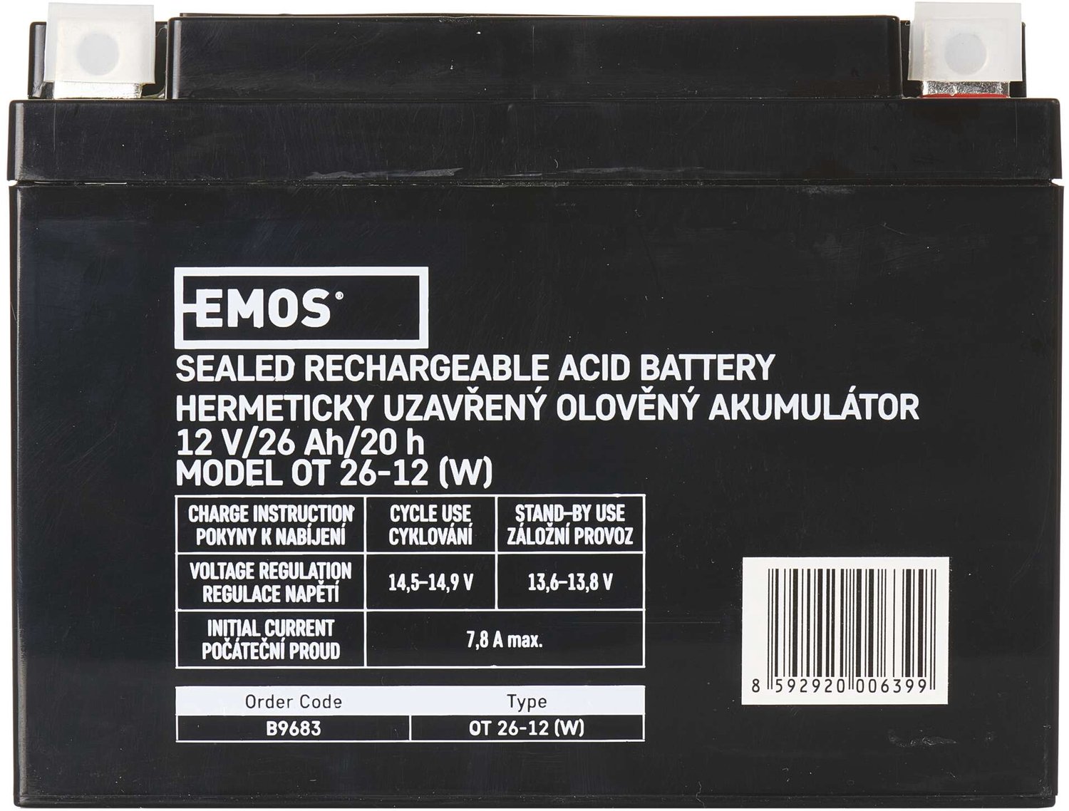 EMOS Onderhoudsvrije loodaccu 12 V/26 Ah L2, B9683