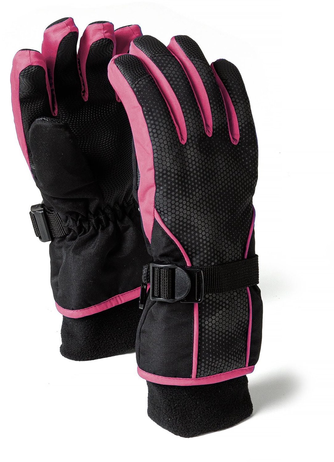 Minoti skihandschoenen kind – stippenpatroon – gesp aan de pols – en Roze