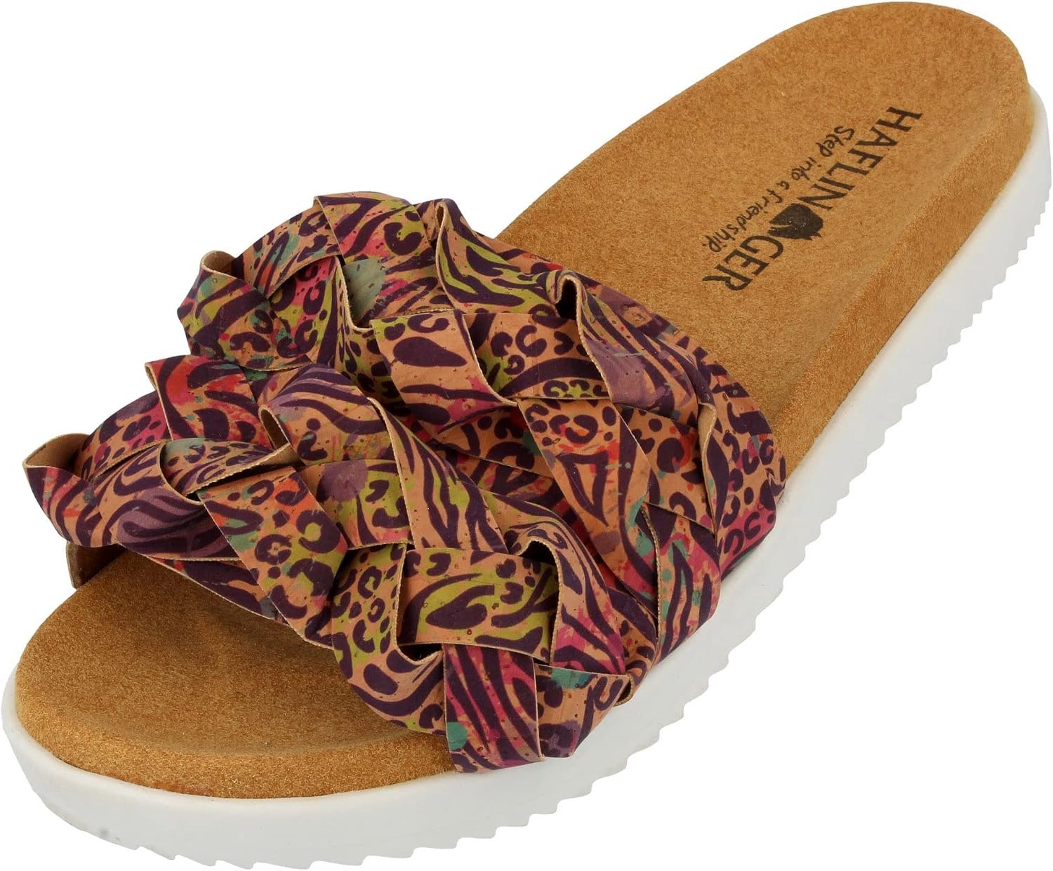 HAFLINGER Kreta Vegan Mules Comfortabele Zomer Slippers Kurkmulti Jungle