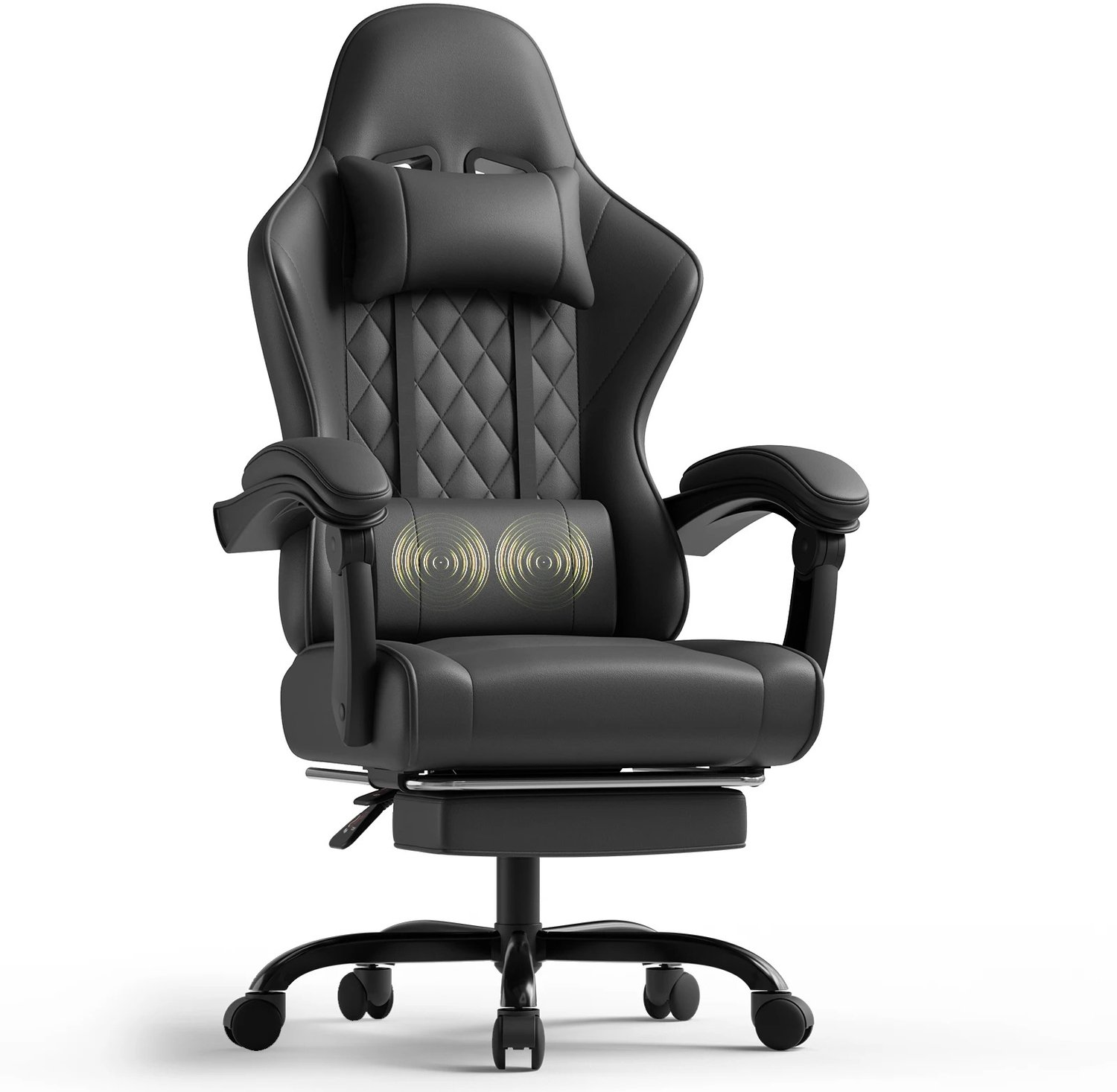 Production of Ideas In Hoogte Verstelbare Massage-Gamingstoel - Ergonomisch - Draaibare Stoel - Lendensteun Hoofdsteun