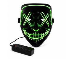 Halloween LED Purge Masker – Verkleedkleding - Purge Stijl – Met Controller – 3 lichtstanden - Met batterijhouder - Groen