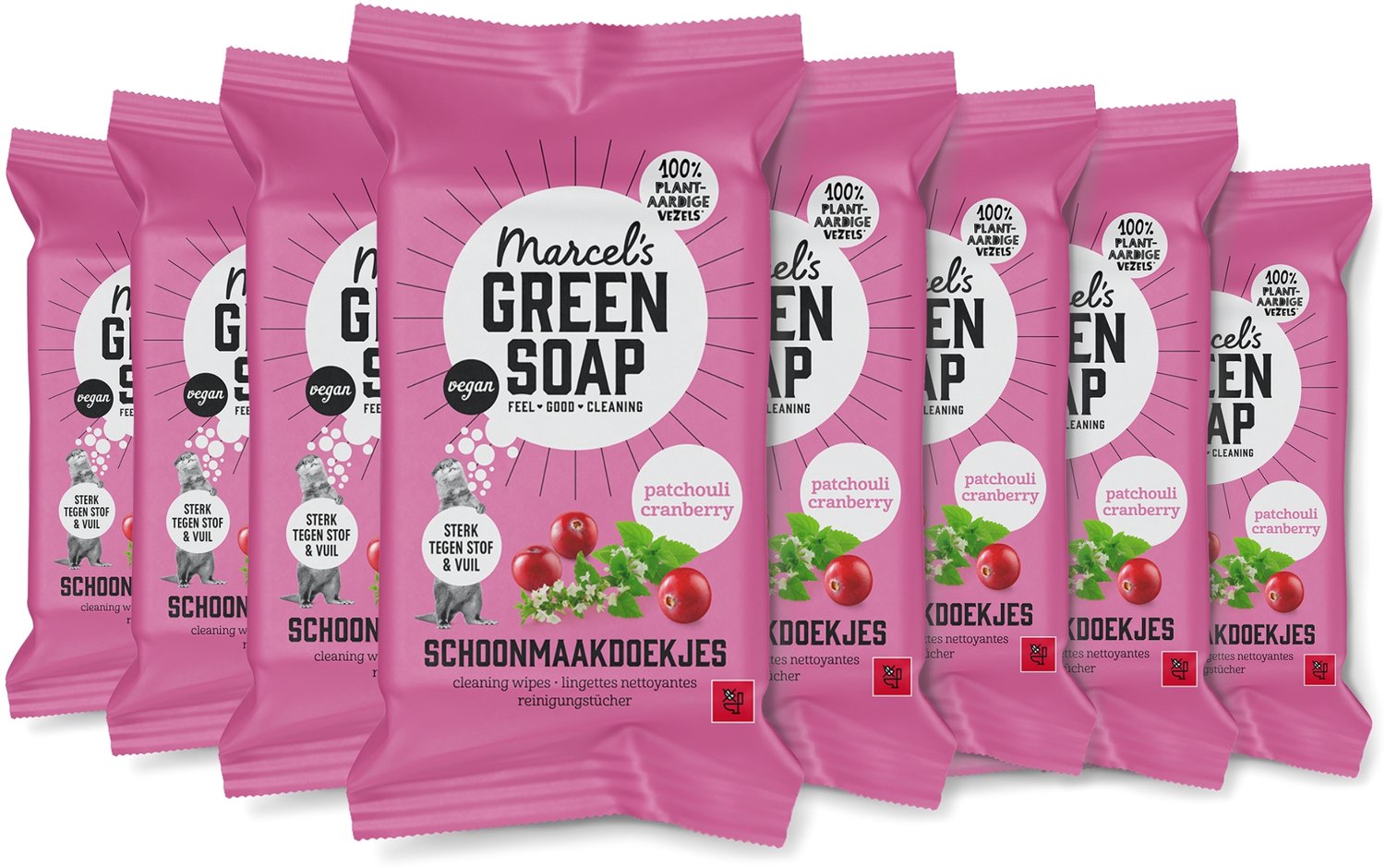 Marcel's Green Soap Hygiënische schoonmaakdoekjes - Patchouli & Cranberry - 8 x 60 stuks