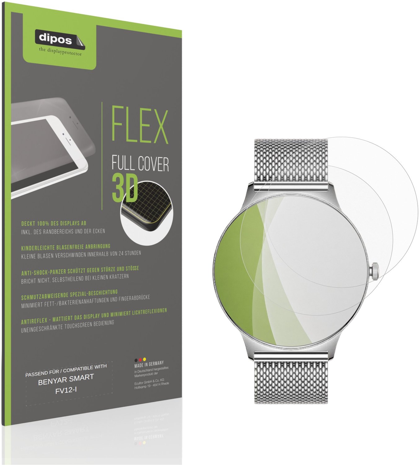 dipos FLEX – 2x Matte Screenprotector geschikt voor BENYAR SMART FV12-I | Volledige Schermbescherming | Case-Friendly