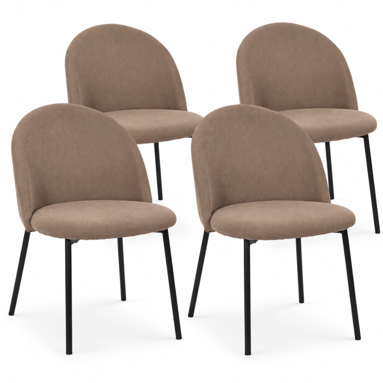 MISOU Stoelen - Set van 4 Dinerstoelen - Eetkamerstoelen Zonder Armleuning - Ribstof - Taupe - JULES