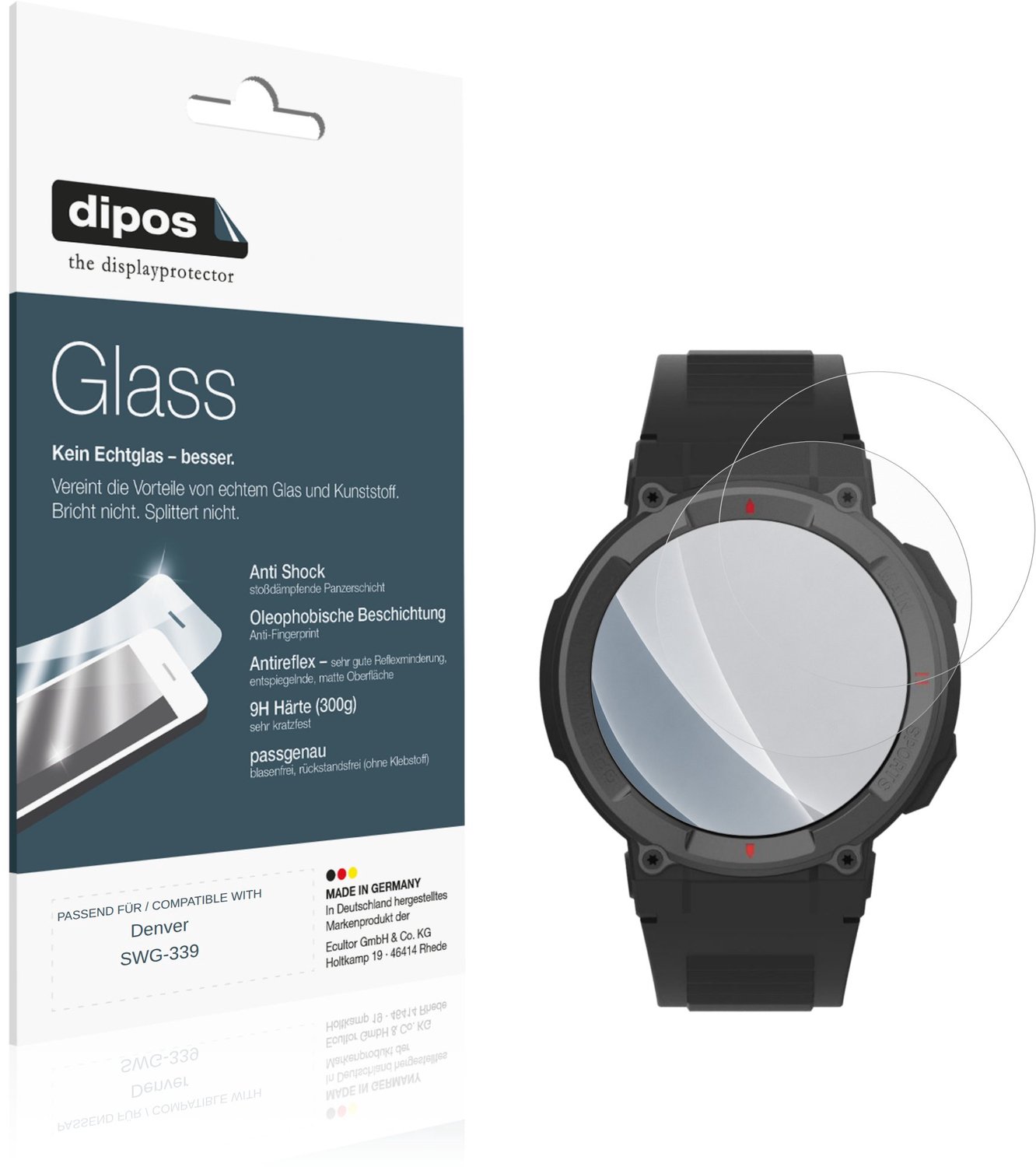 dipos – 2x Matte Pantserfolie geschikt voor Denver SWG-339 | 9H Screenprotector