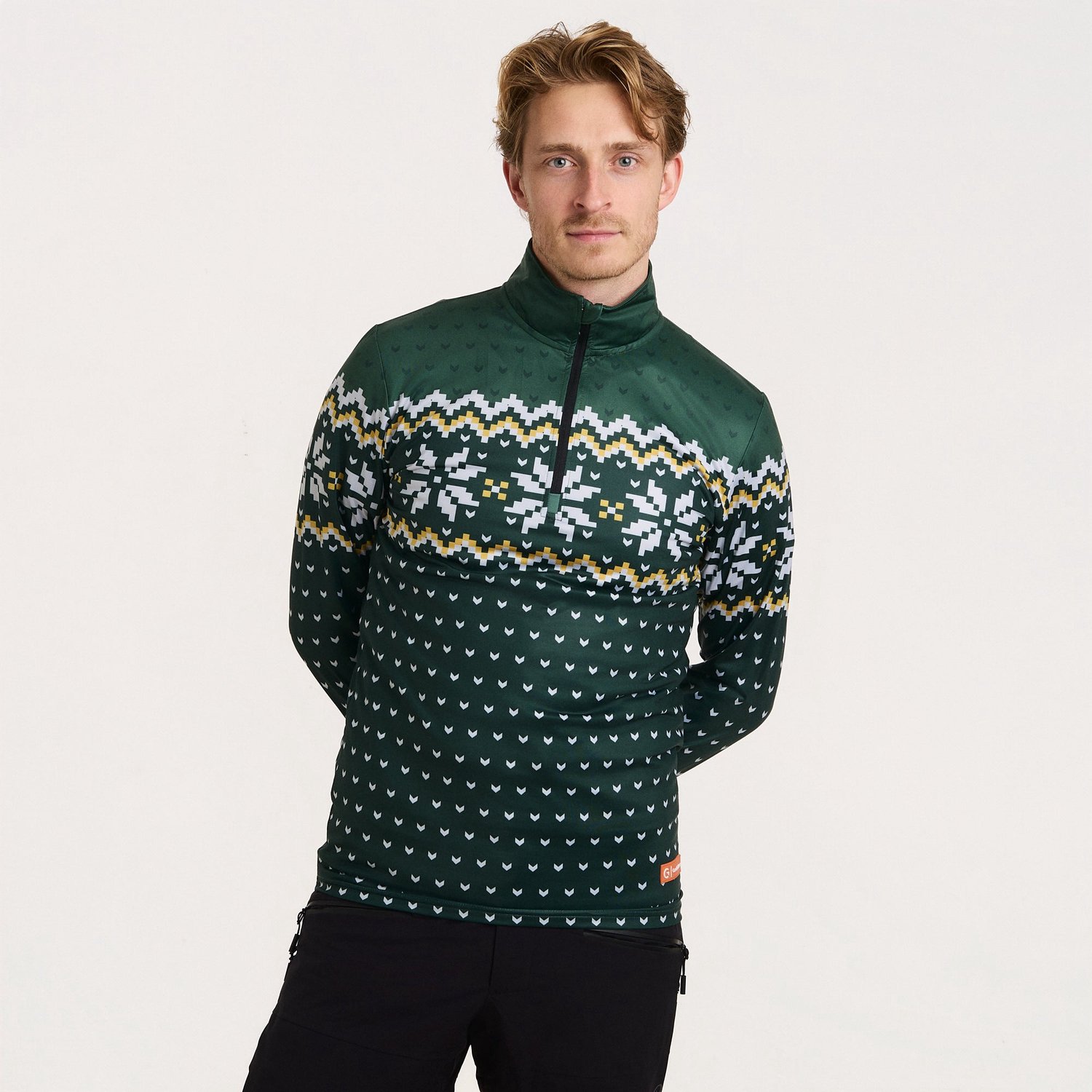Gareth & Lucas - EVO Skipully Nordic Dark Green - L - 100% Gerecycled Polyester - Heren - Midlayer Sportshirt - Wintersport