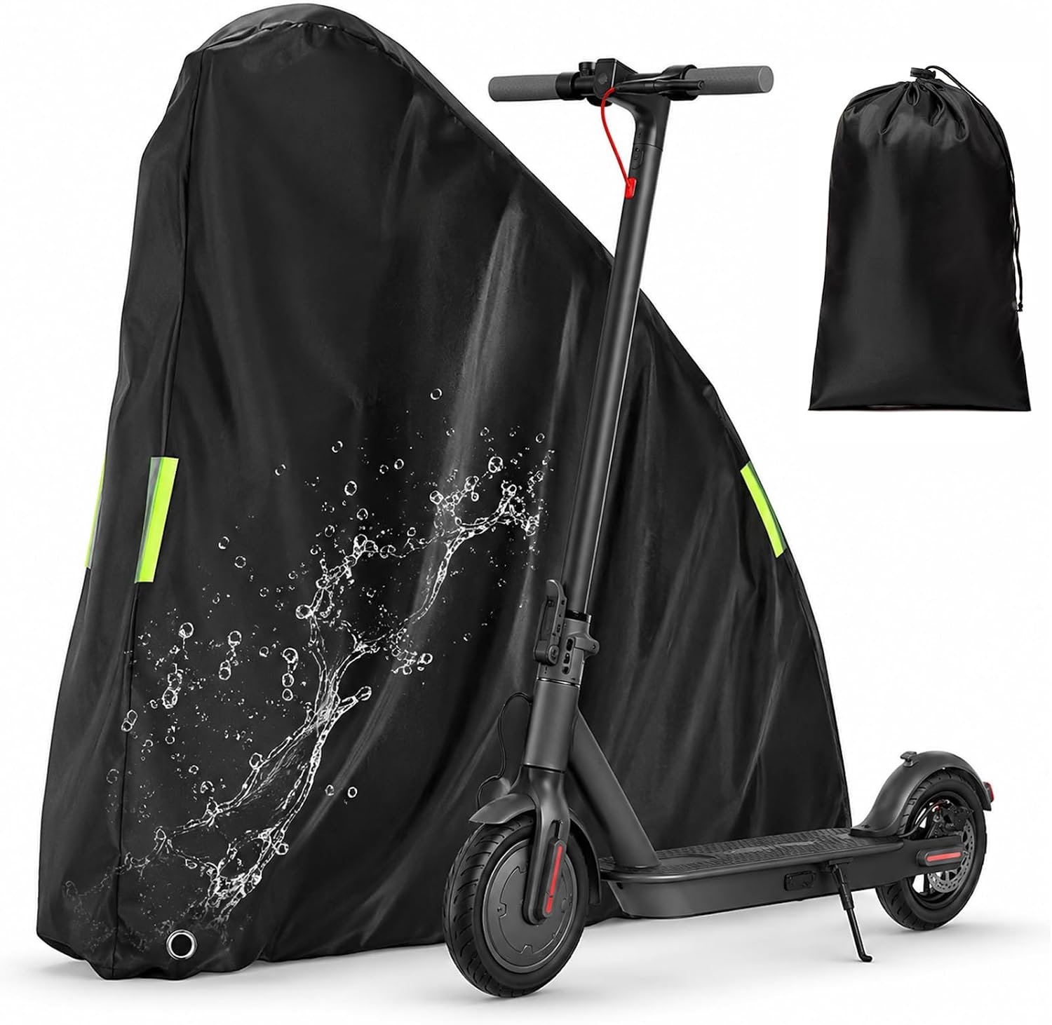 Step hoes - Beschermhoes elektrische step - Waterdichte afdekhoes - Voor binnen en buiten - Met reflecterende strips - Inclusief opbergtas - Tegen regen stof sneeuw - Zwart - 130 x 115 cm