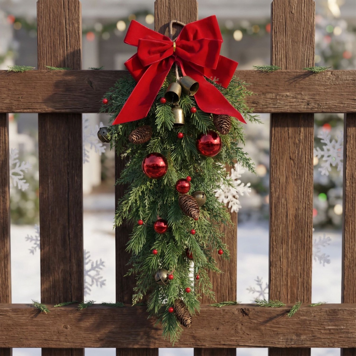 Kerstkrans - Kerstbelornament - Kerstdecoratie - Kerstdeurhanger - Kerstornament - 70 cm - Geschikt om op te hangen aan woonkamermuren, ramen, trappen en deuropeningen voor een feestelijke sfeer - Groen – foto 3