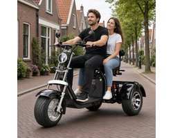 Eco Wielen E-Trike – Elektrische driewielscooter voor 2 personen – 2000 W – Uitneembare accu 20 Ah – Achteruitrijfunctie