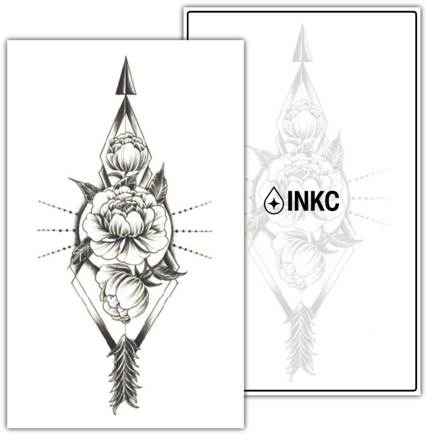 INKC - Tijdelijke Tattoo - Rozenpijl - Nep Tattoo - Plak Tattoos - Blijft tot 2 weken - 11 x 18cm