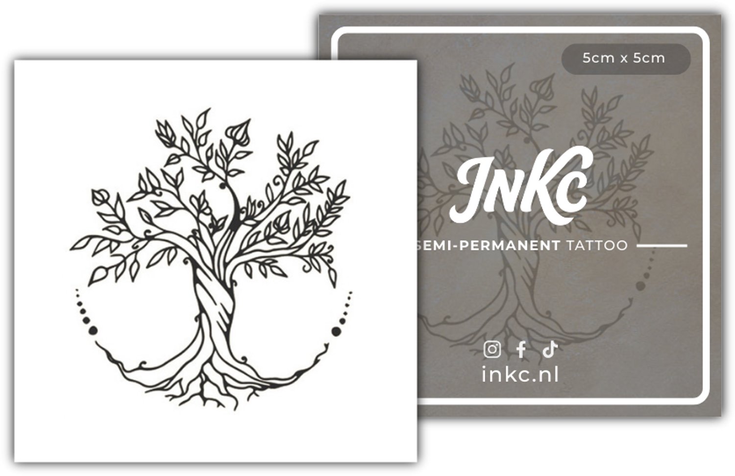 INKC - Tijdelijke Tattoo - Levensboom - Nep Tattoo - Plak Tattoos - Blijft tot 2 weken - 5 x 5cm