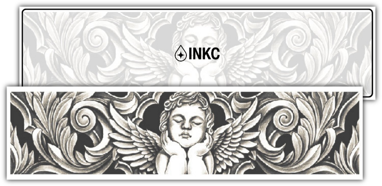 INKC - Tijdelijke Tattoo - Engelenband - Nep Tattoo - Plak Tattoos - Blijft tot 2 weken - 6,5 x 24cm