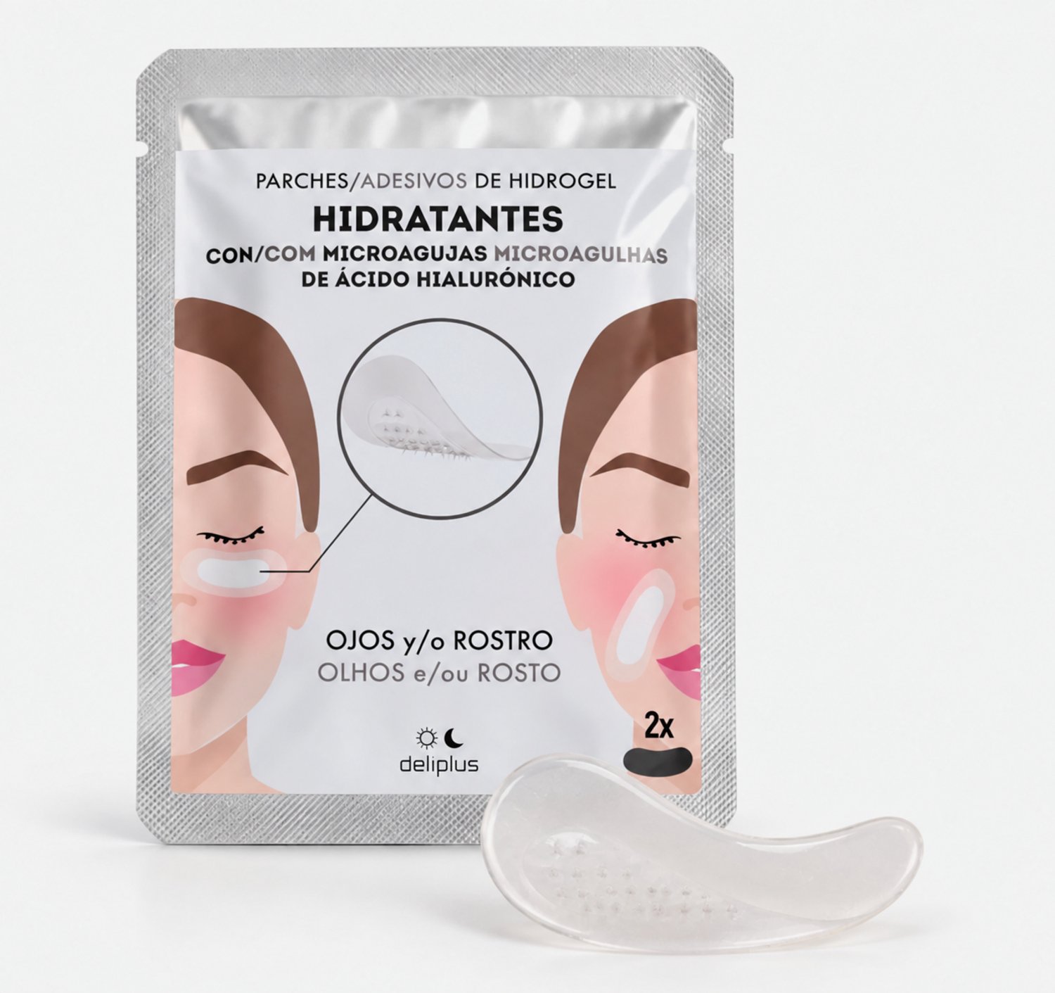 Deliplus Hydraterende Hydrogel Patches met Hyaluronzuur Microneedles – 2 Patches - 1 paar