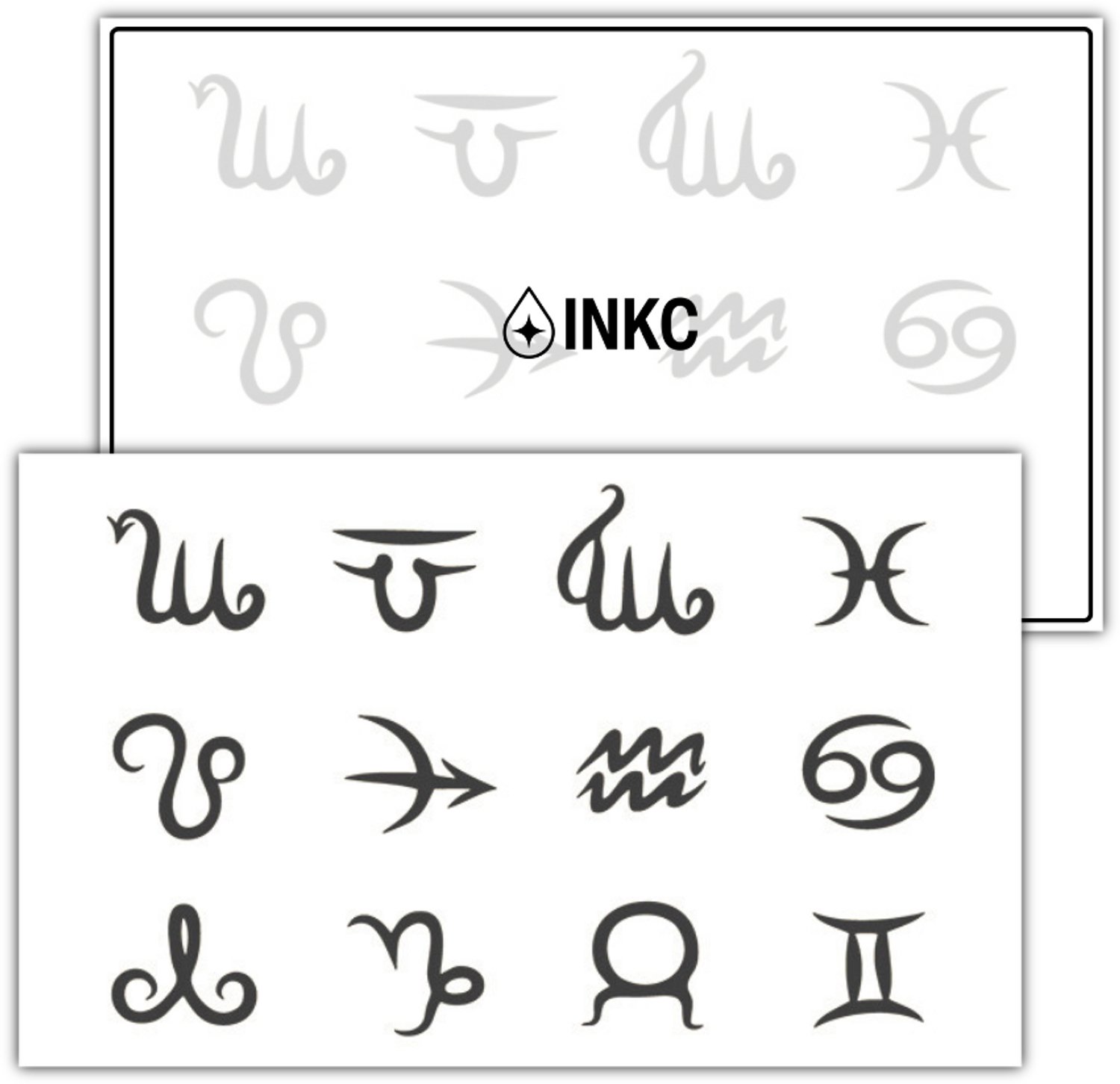INKC - Tijdelijke Tattoo - Zodiac Sterrenbeeld - Nep Tattoo - Plak Tattoos - Blijft tot 2 weken - 11 x 18cm