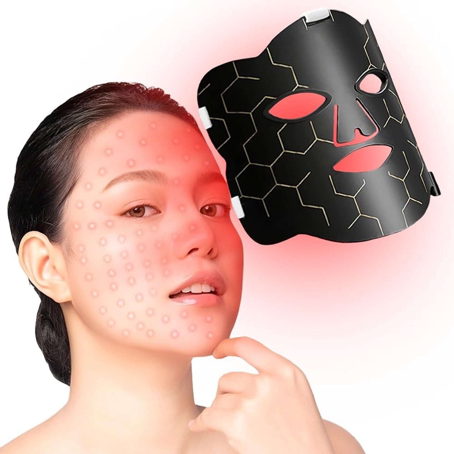 Roodlichtmasker - Rood - Siliconen - LED Gezichtsmasker met Timer en Helderheidsniveaus