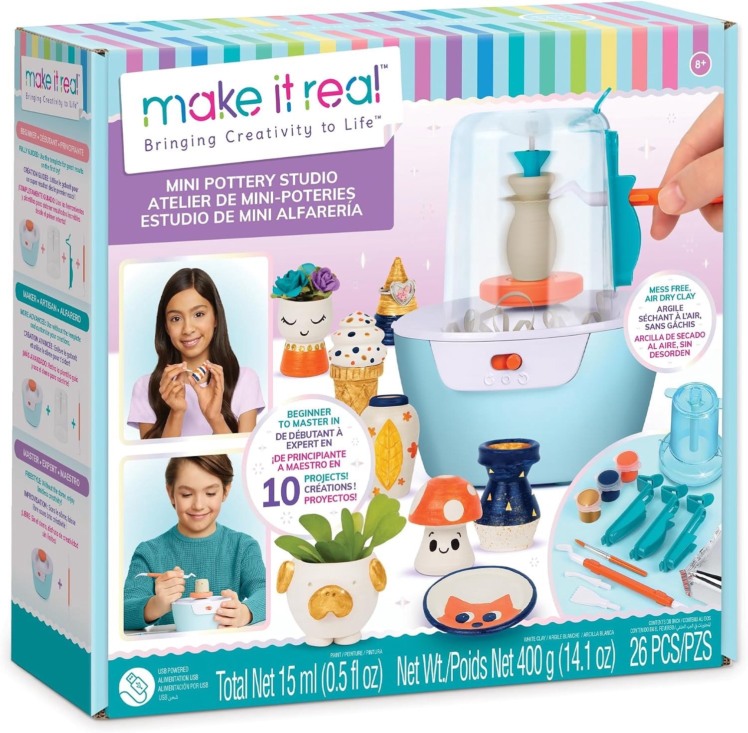 Mini Pottenbakken Set - Multicolor - Mini Aardewerk Studio met Luchtdrogende Klei - Voor Kinderen vanaf 8 Jaar