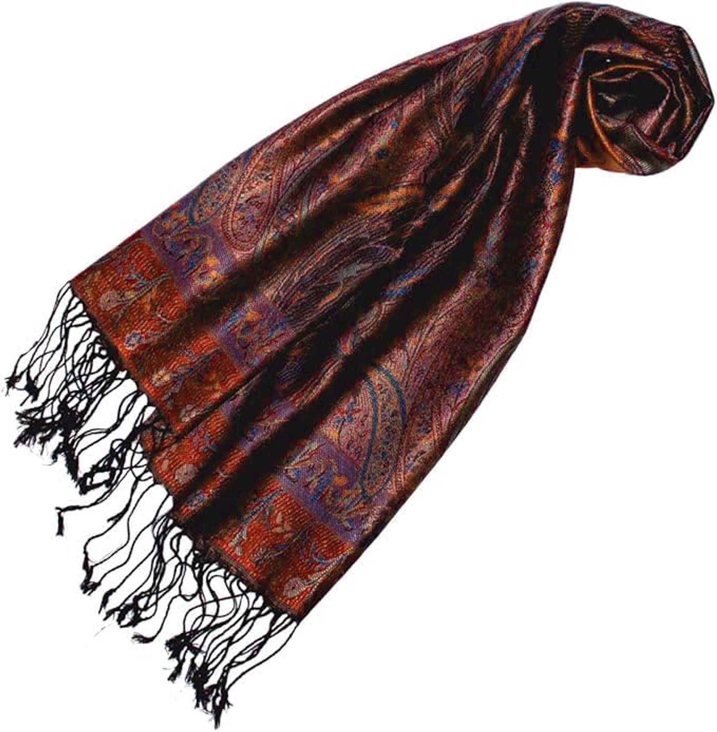 Zijde Sjaal Dames - Paisley Patroon, Rood, 35x160cm