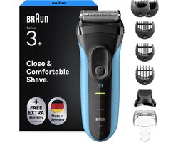 Braun Series 3+ Elektrisch Scheerapparaat - Baardtrimmer-opzetstuk - Nat & Droog - 3010BT - Blauw