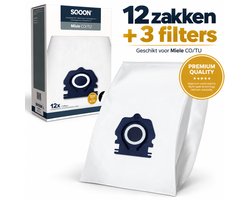 SQOON® Stofzuigerzakken - 12 STUKS - Geschikt Voor Miele Guard S1, M1 en L1 series - Gelijk aan model: CO / TU - High Filtration - Inclusief 3x Uitblaasfilters