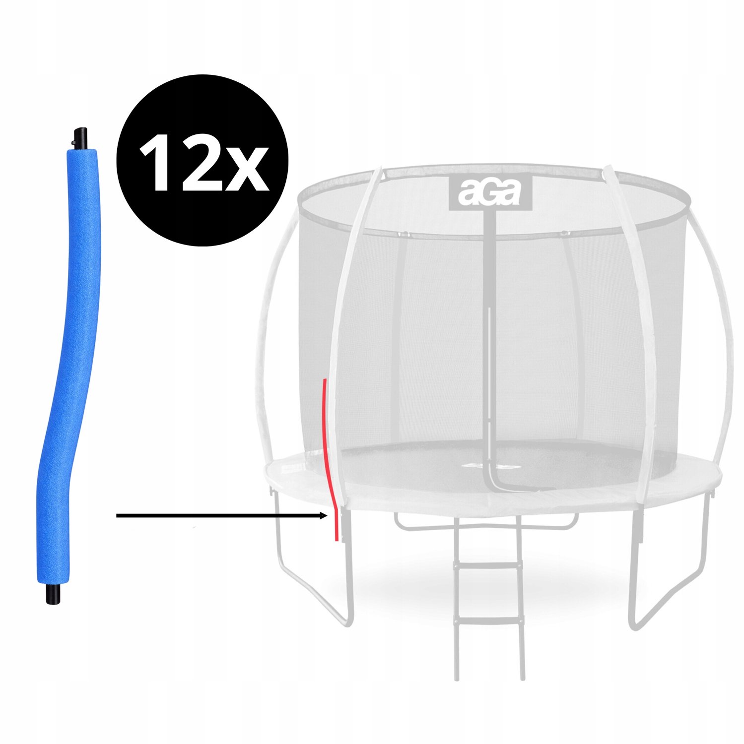 Merkloos Trampoline Paalhoezen - 12 Stuks - Blauw - 45 cm