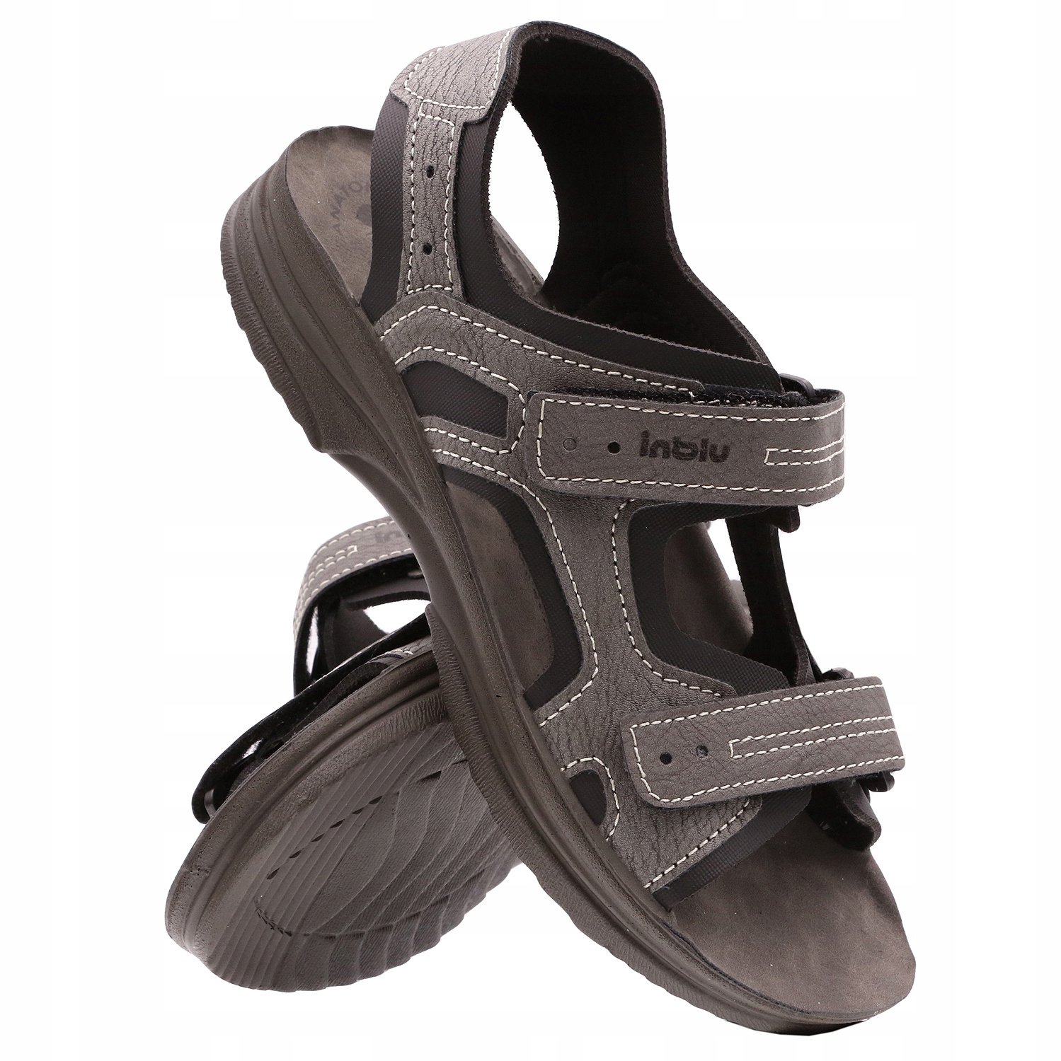 Inblu Heren Sandalen IN-RY-29 Comfortabele Leren Zomerschoenen Grijs