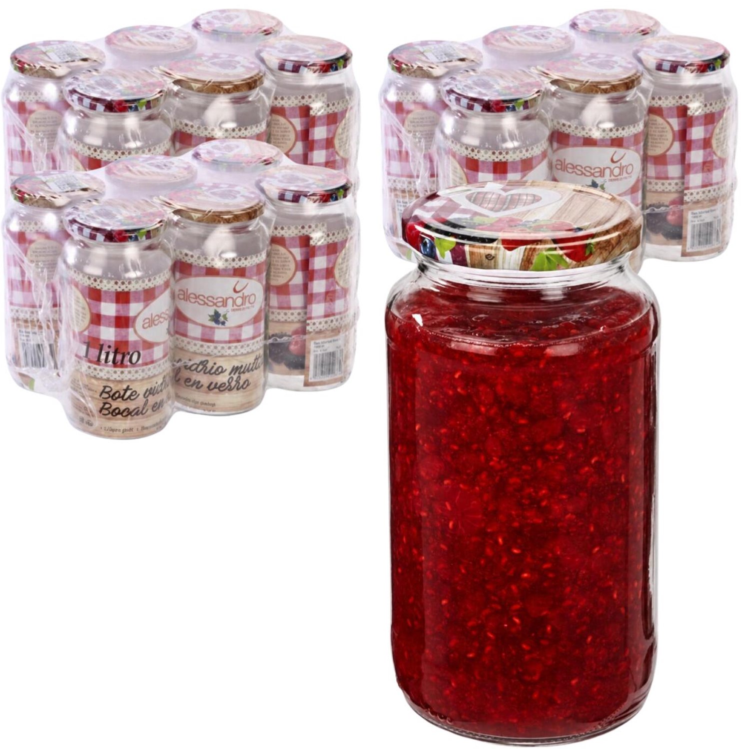 Alessandro Weckpotten / inmaakpotten Grandmas - 18x stuks - transparant - 1000 ml - met draaideksel - glas - lege potjes - voedsel bewaren