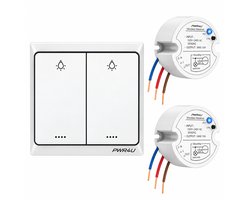 PWR4U Draadloze Serie Schakelaar – Klik aan klik uit bediening - Lichtschakelaar draadloos - Complete set met ontvanger – Batterijen zijn niet nodig - Inbouwdoos is niet nodig