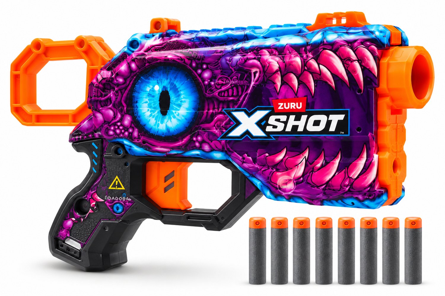 ZURU X-Shot Skins Menace Enigma Dinosaur – Dartblaster met 8 Air Pocket Darts – Bereik 24 m – 8+