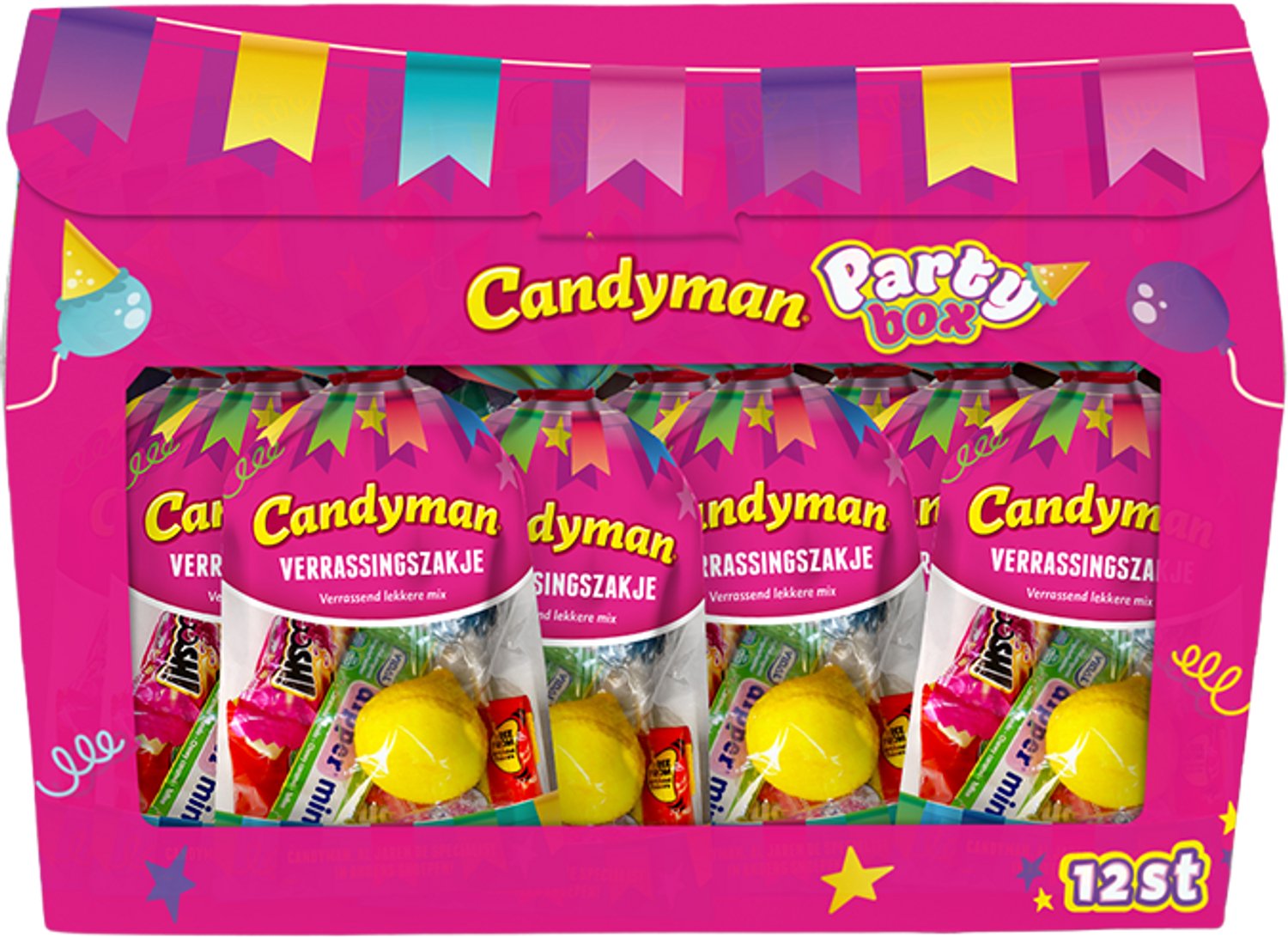 Candyman Verrassingszak Party Box - 52 gram - 12 zakjes