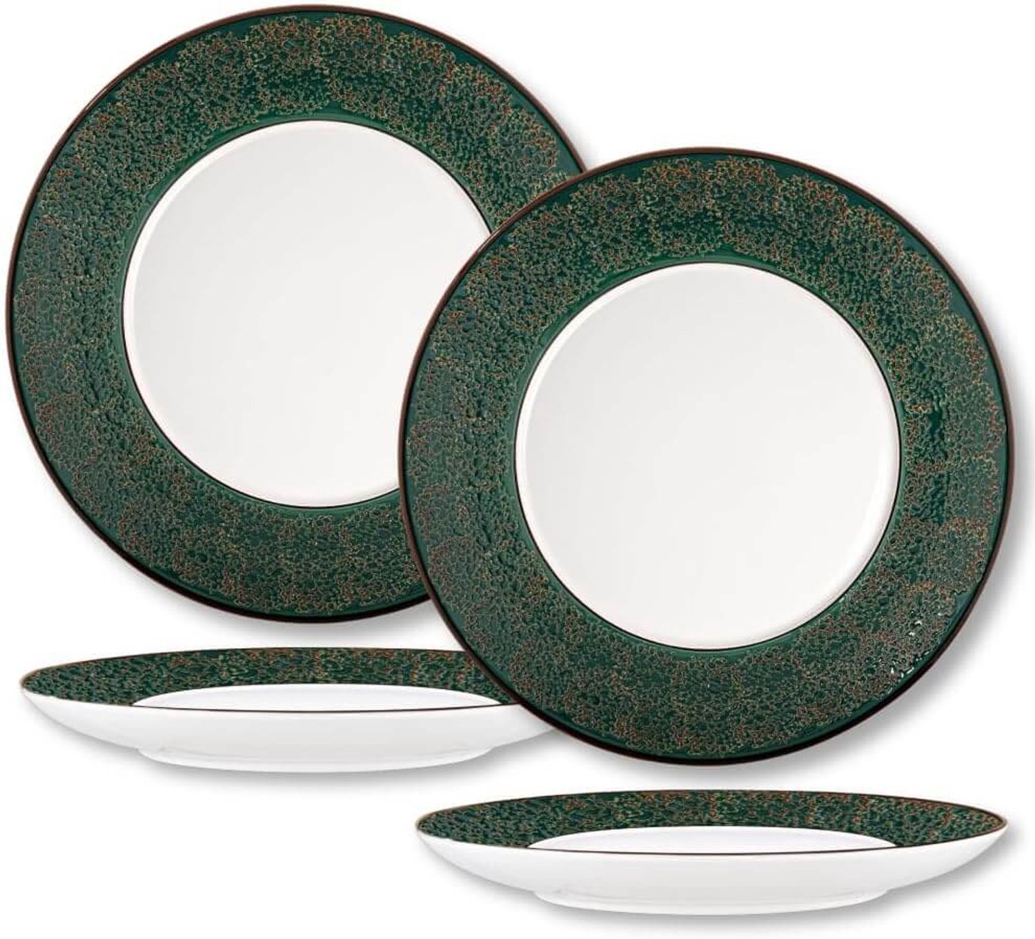 Wilmax Bord 25 cm Groen Porselein 2-delige set WL-667514/A2