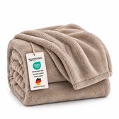 Komfortec Fleece Deken - Met kasjmier gevoel - Plaid - Fleece Plaid - Fleece Dekens - Fleece Deken 150x200 cm – Super Zacht – Beige