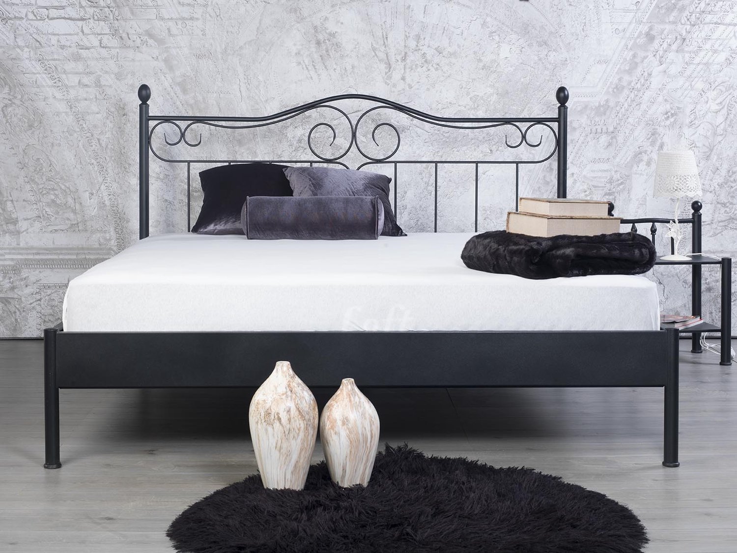 Bed Box Wonen Alessia metalen bed Zwart 140x200 cm