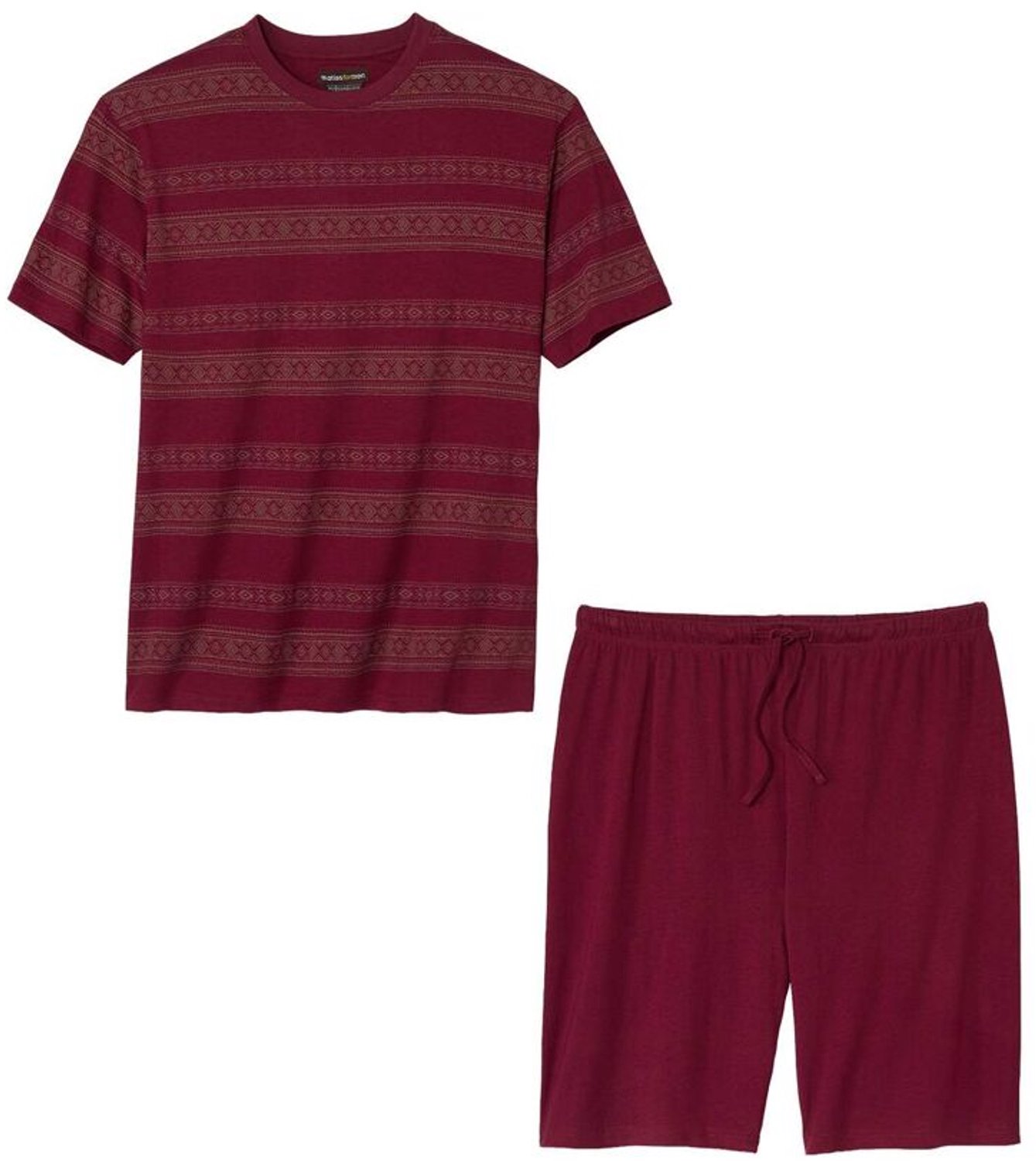 ATLAS FOR MEN - Bordeauxrode zomerpyjama met ronde hals - Heren - Verkrijgbaar in grote maten - M