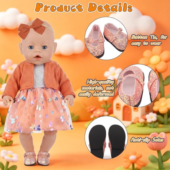 Doll schoenen voor poppen - 4 paar trendy en kleurrijke schoenen voor meisjespoppen — afbeelding 3