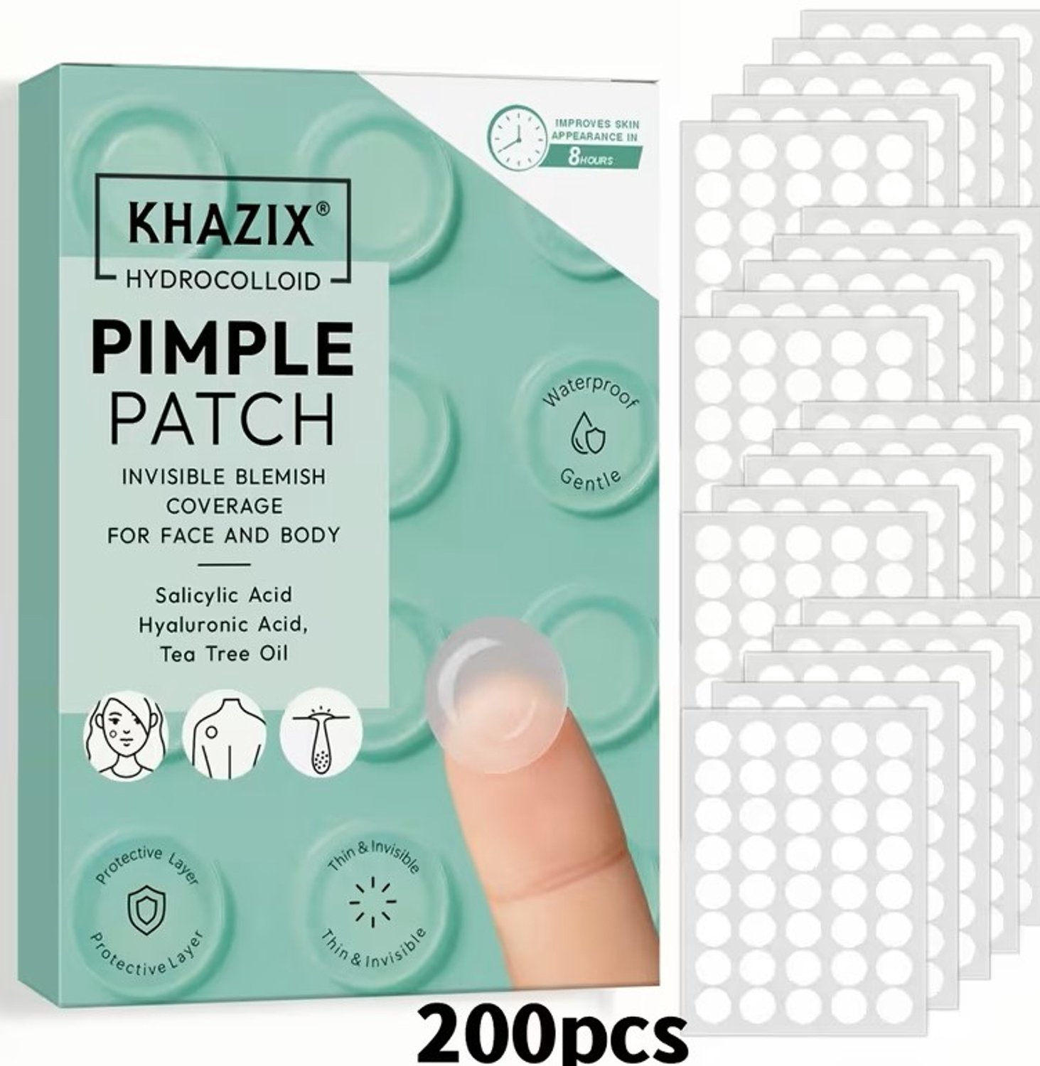 200 stuks Ronde Hydrocolloïde Pleisters | Waterdicht, Ademend, Niet-Irriterend | Transparante Ronde Camoufleerpleisters Geschikt voor Dagelijkse Gezichtsverzorging en Gebruik Voorafgaand aan Make-up | Draagbare Camoufleerpleisters voor op Reis