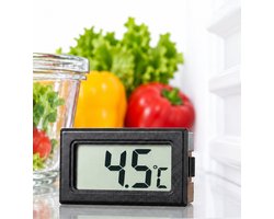 Digitale Thermometer met LCD Display – Mini Inbouwthermometer – -50 tot +70 °C – Koelkast, Vriezer en Terrarium – Zwart