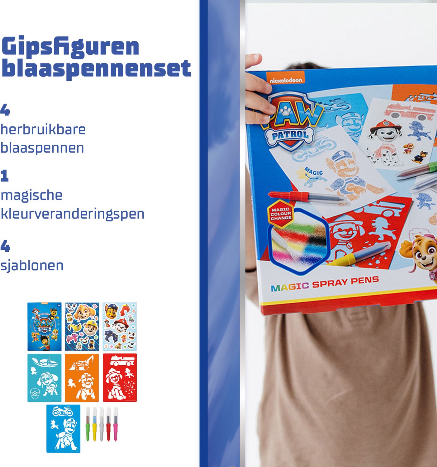 Bol.com PAW Patrol Blaaspennen - 5 stuks - Met sjablonen - Speelgoed Kinderen - Knutselen - Voor meisjes en jongens - Vanaf 4 ja... aanbieding