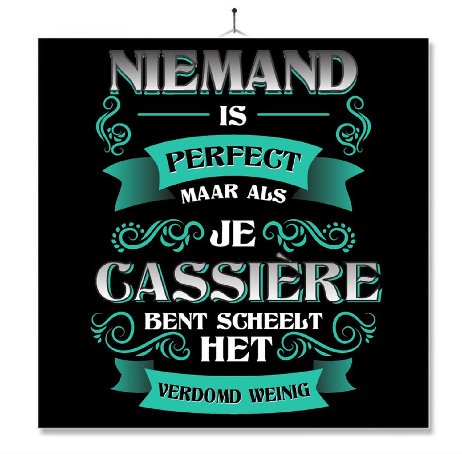 MC Living Tegel Met Opdruk | Kado | Cadeau | Niemand Is Perfect | Beroep | Cassiere Multi-Color