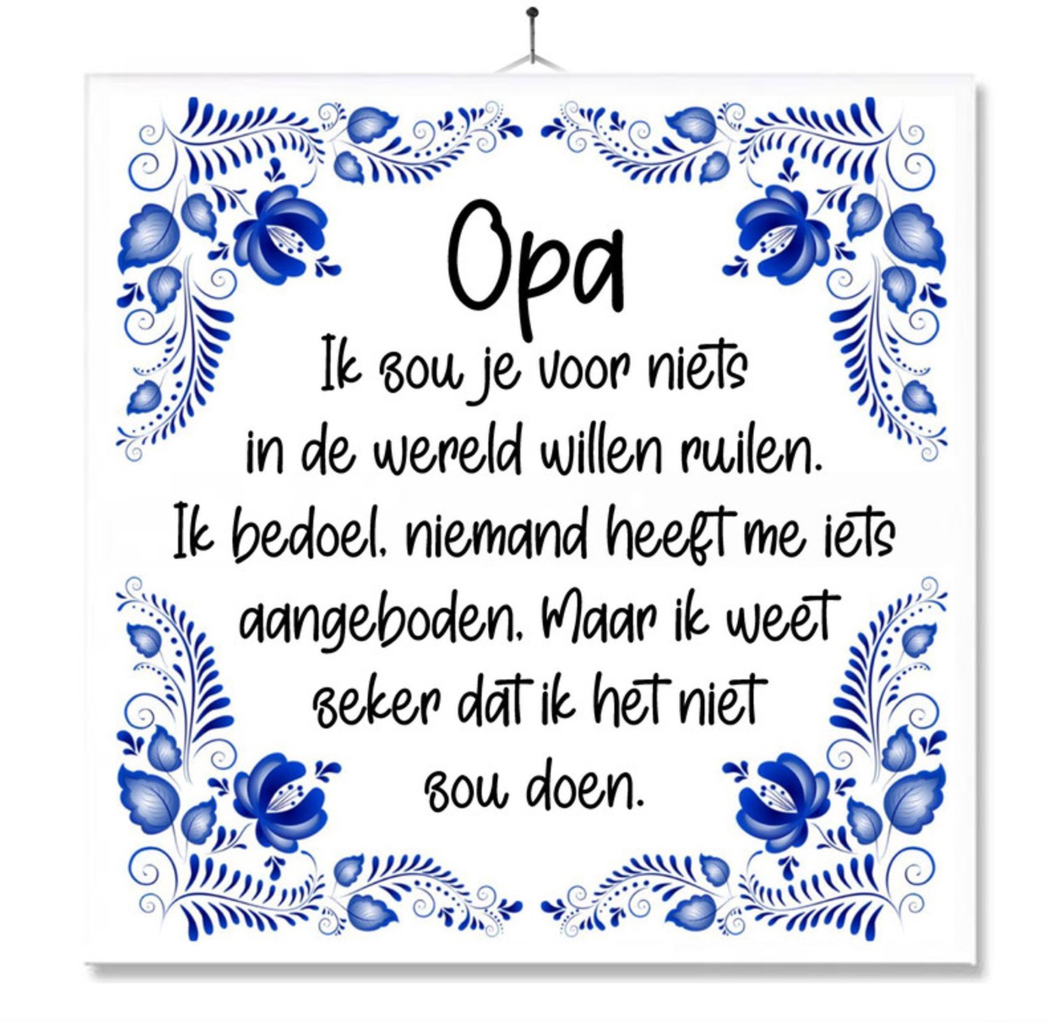 MC Living Tegel Met Opdruk | Opa | Voor Niets Willen Ruilen | Vaderdag | Cadeau | Inclusief Geschenkdoos | Standaard | Ophangsysteem Multi-Color