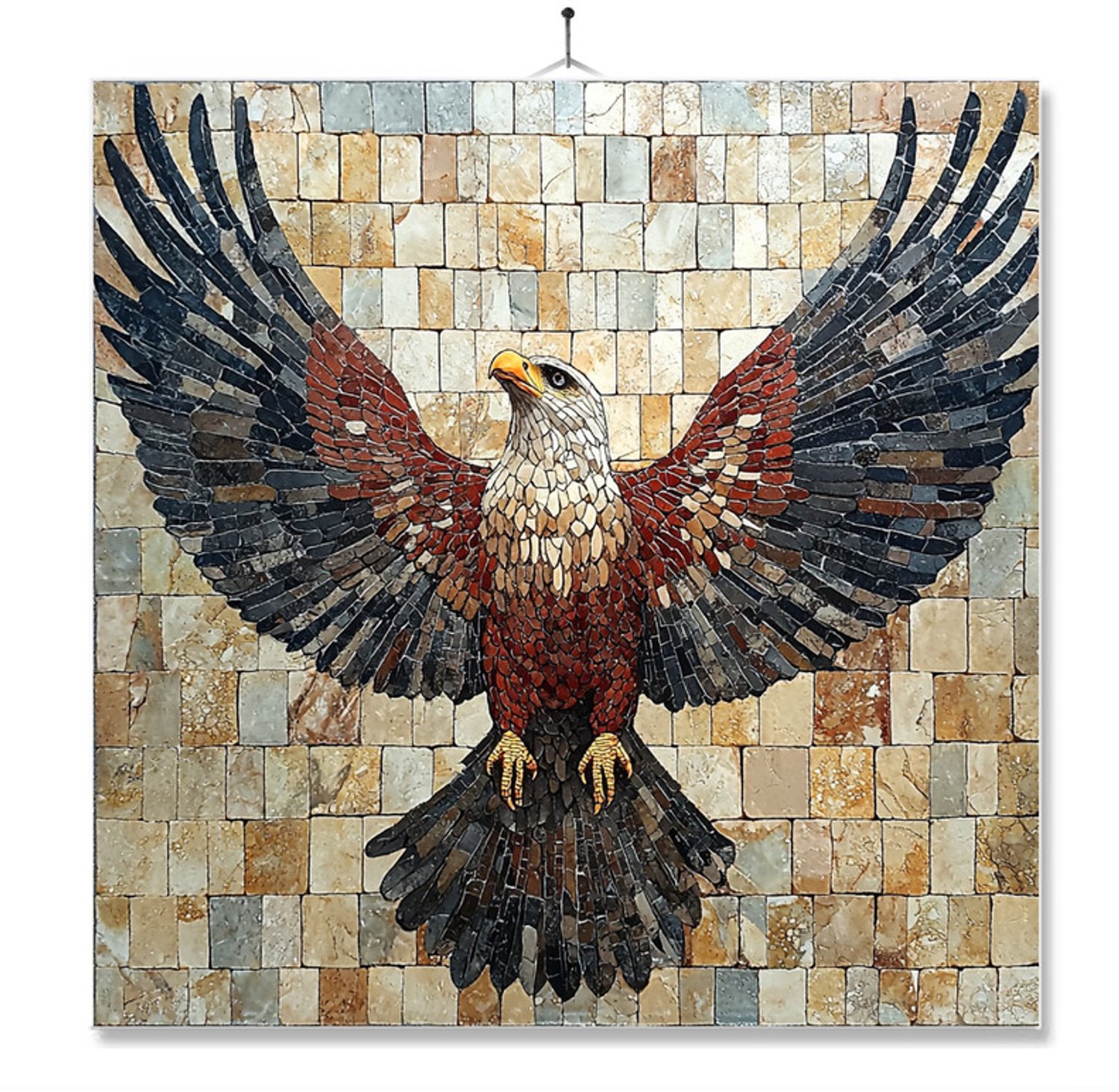 MC Living Tegel Met Opdruk | Adelaar Mozaik | Inclusief Geschenkdoos | Standaard | Ophangsysteem Multi-Color