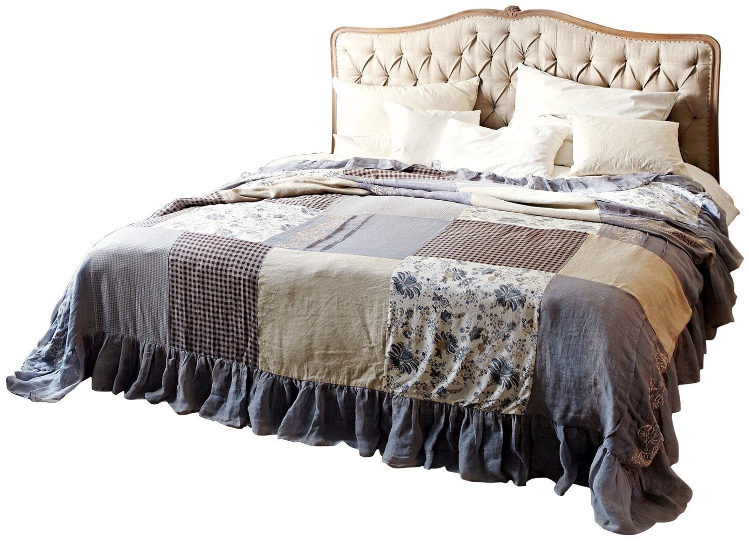 Loberon Bed Declaire linnen/bruin