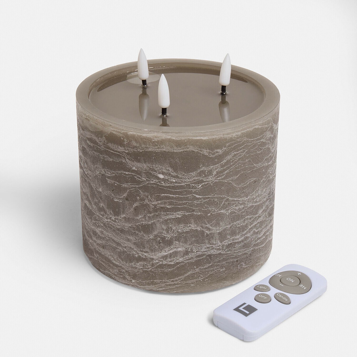Loberon Ledstompkaars Solería taupe