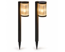Vicon Solar Tuinverlichting op Zonne energie - 2 Stuks - 12 uur Gebruikstijd - Buitenlamp - Tuinlamp - Tuinfakkels - Lantaarn voor buiten