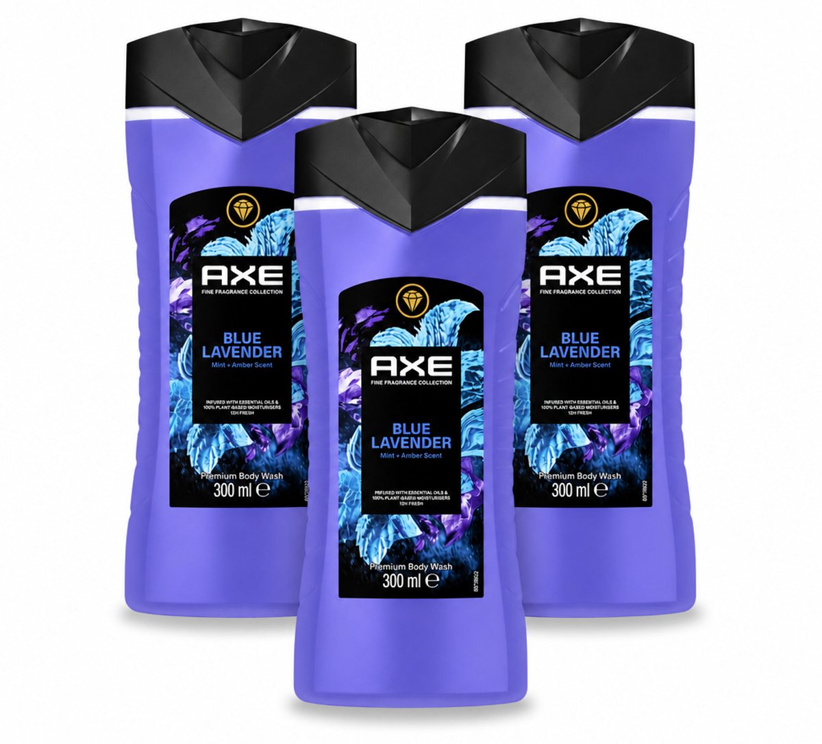 3 x AXE - Douchegel - Blue Lavender - Kalmerend - Premium Geur - 300 ml - Voordeelverpakking - 3 stuks