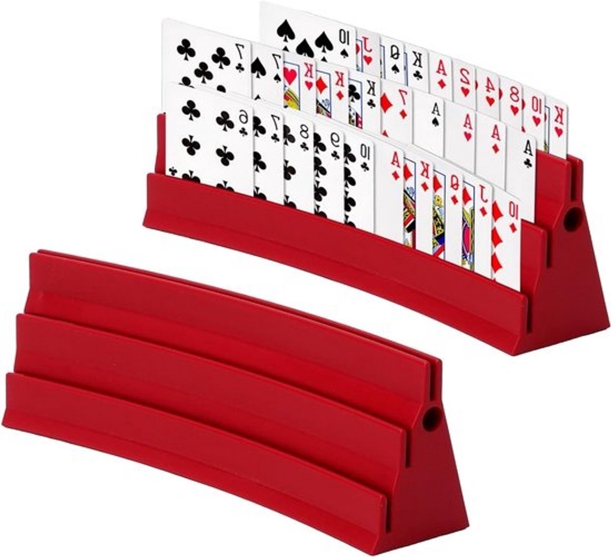 2 x Kaarthouder van Plastic voor Staande Kaarten, Met Viltstrips voor Gemakkelijk Spelen, Ideaal voor Senioren en Kinderen, Handvrije Kaartstandaard voor Volwassenen en Spelletjes