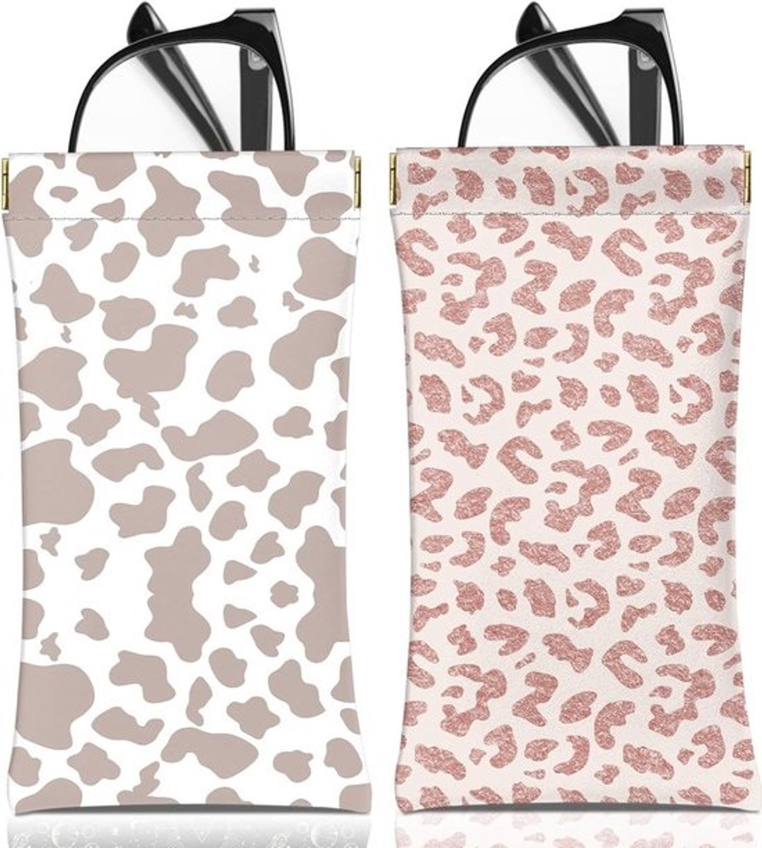 Zachte PU Leren Brilhoes voor Zonnebrillen en Optische Brillen met Schoonmaakdoekje - Unisex en Aesthetisch Design voor Vrouwen en Meisjes